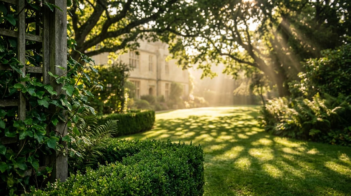 Large Denver estate lawn at golden hour after maintenance